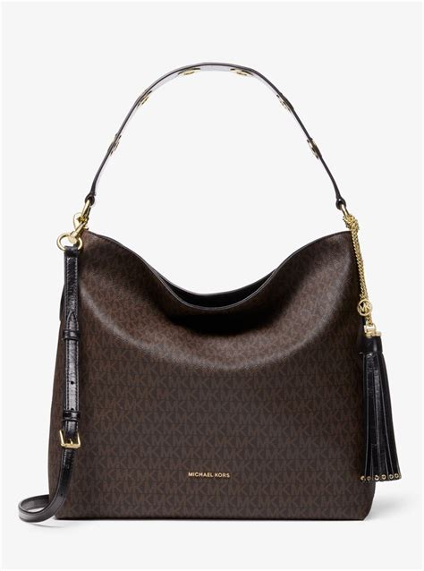 michael kors brooklyn small pebbled leather shoulder bag|Brooklyn large logo shoulder bag.